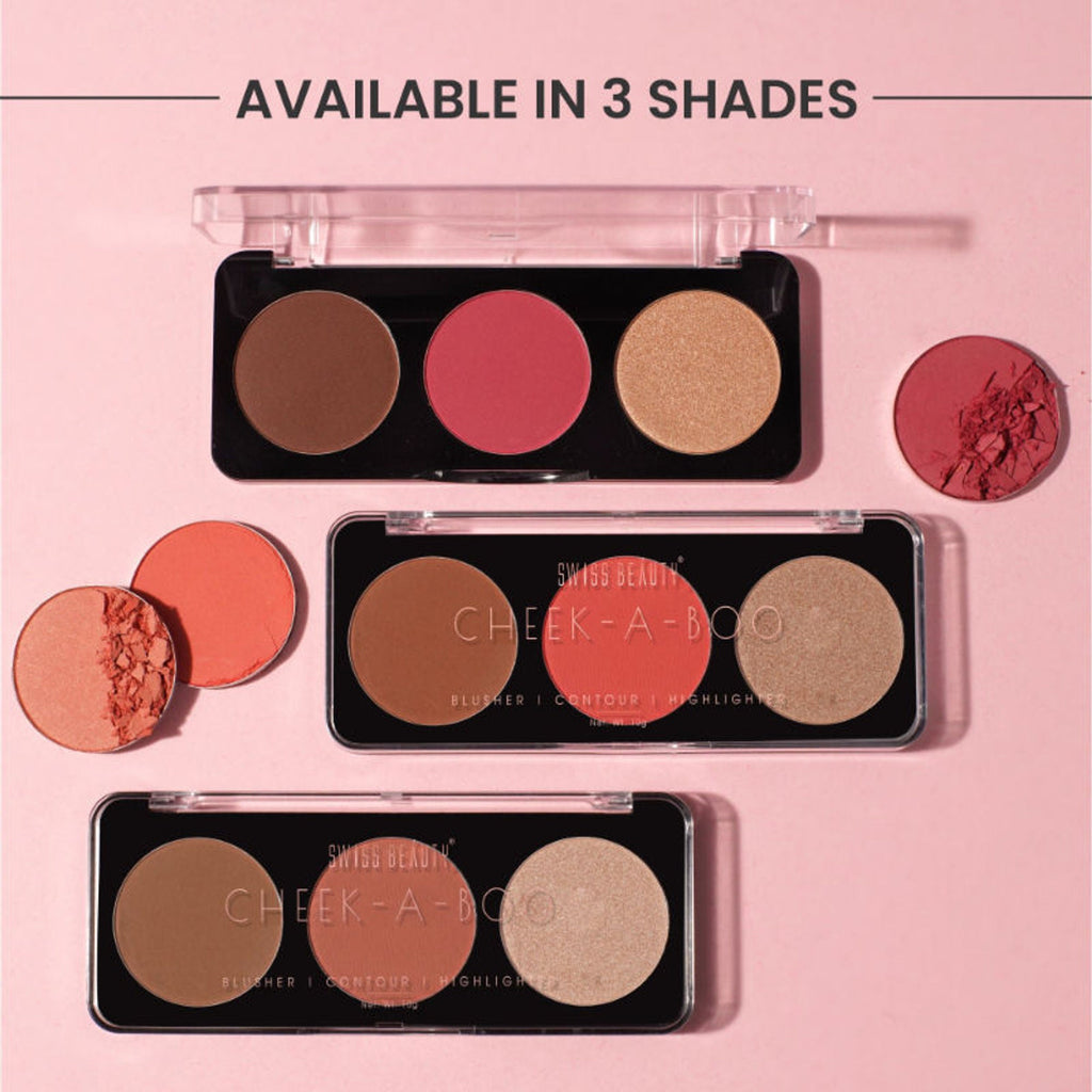 Swiss Beauty Cheek-A-Boo 3 In One Blushe Contour And Highlighter - 3 | Grocsy