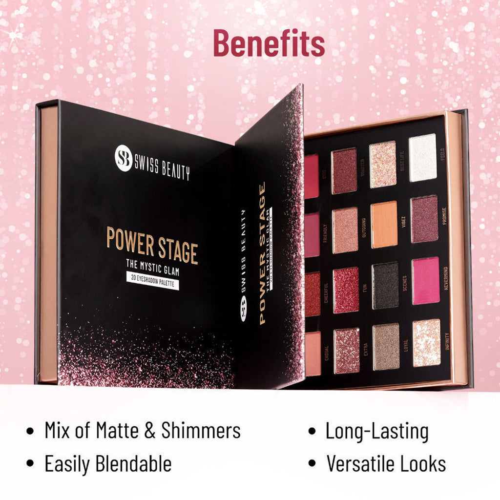 Swiss Beauty Power Stage Eyeshadow Palette - 01 Mystic Glam | Grocsy