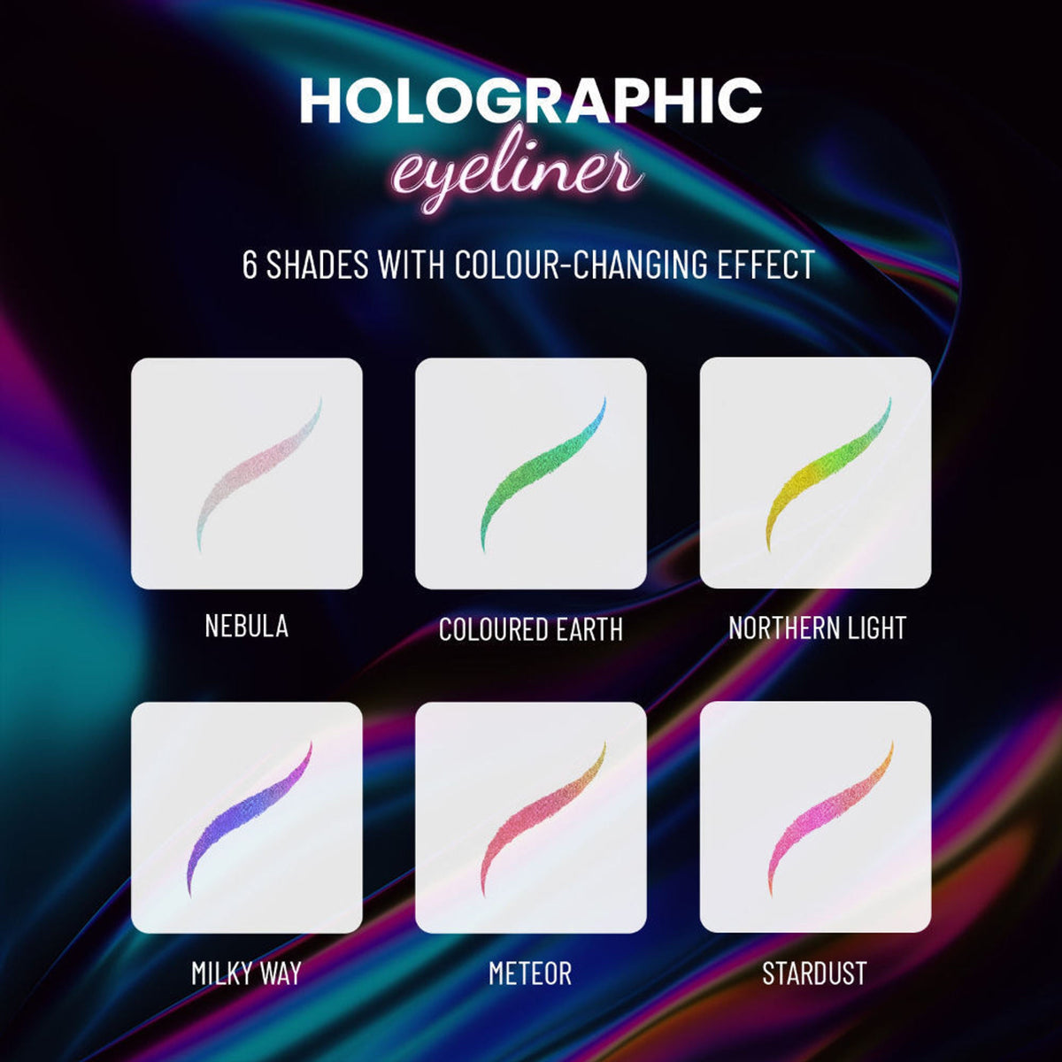 Swiss Beauty Holographic Eyeliner , Multi Chrome Effect , Water -Proof ,Smudge Proof - 4 Nebula | Grocsy