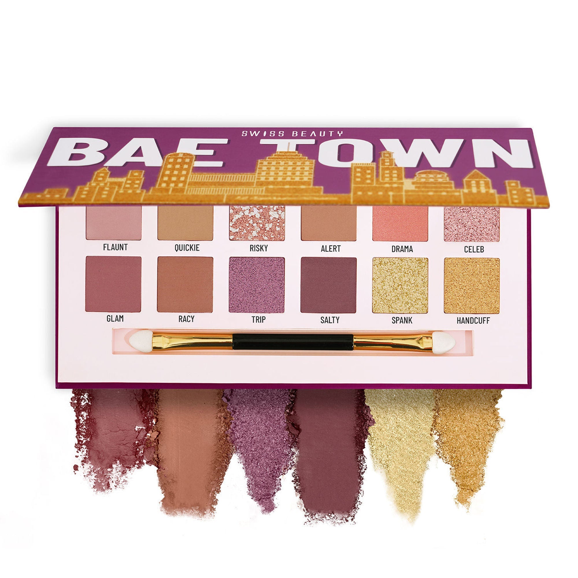 Swiss Beauty Bae Town 12-In-1 Comes Eyeshadow Palette With Eye Brush - 01 Lover Girl | Grocsy