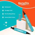 Swiss Beauty CRAZE Eyeliner and Stamp Duo Wing Eyeliner Stamp and Pen Waterproof Formula - Black | Grocsy