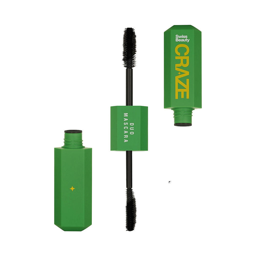 Swiss Beauty CRAZE Duo Mascara Volumizes and Lengthens Lashes With Non- Flaking Finish - Black | Grocsy