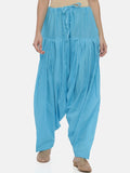 Souchii Blue Solid Regular-Fit High-Rise Patiala | Grocsy