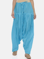 Souchii Blue Solid Regular-Fit High-Rise Patiala | Grocsy