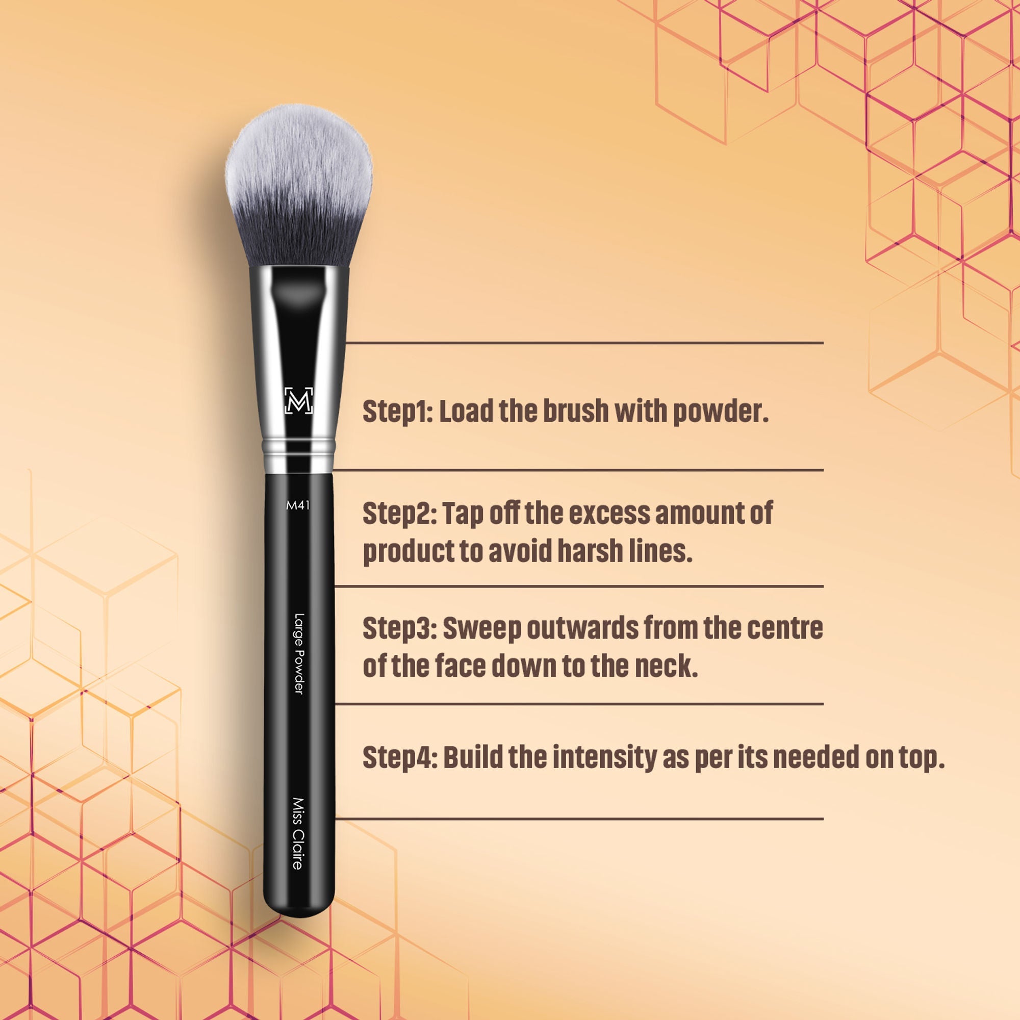 Miss Claire M41 - Large Powder Brush - Chrome | Grocsy