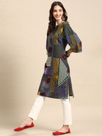 Sangria Printed Bell Sleeves Kurta | Grocsy