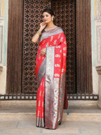 Shree Shyam Fashion Red Silk Saree | Grocsy