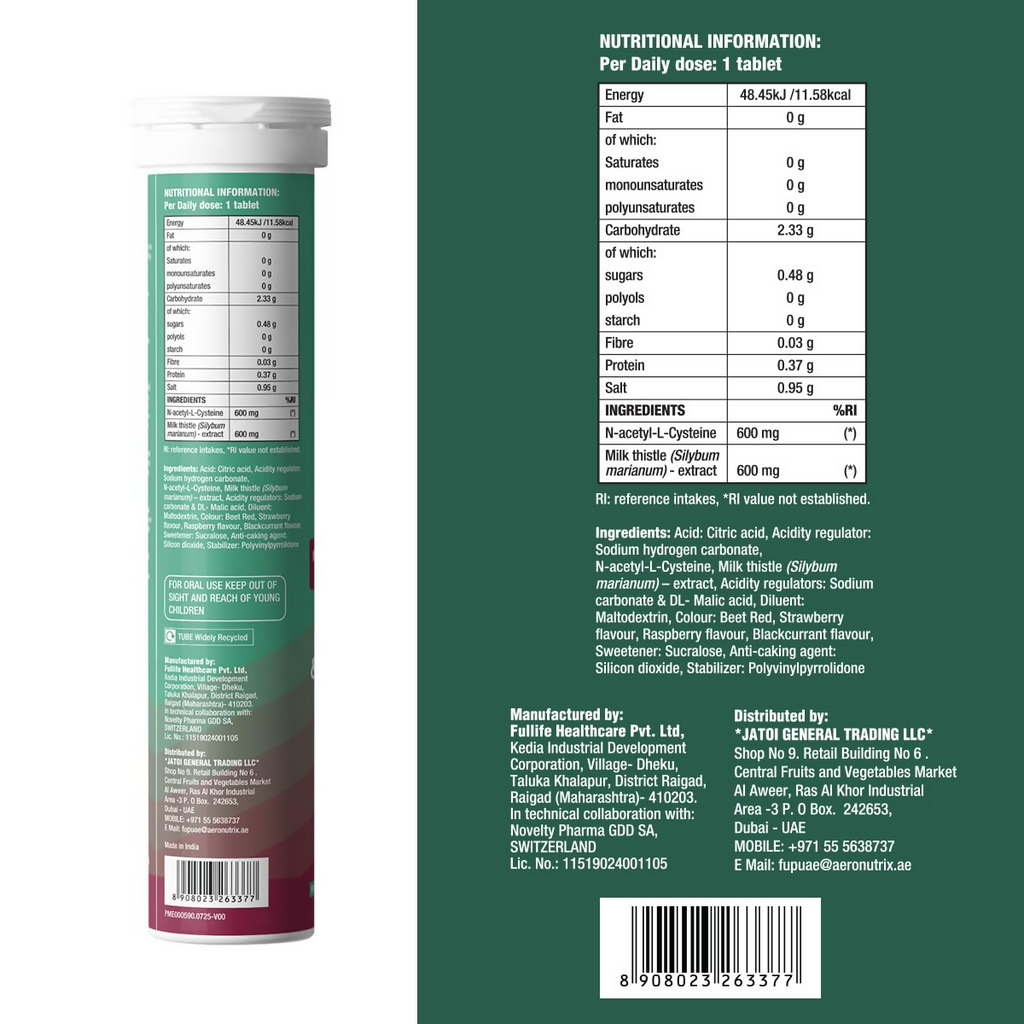 Fast&Up Liver Detox - Daily Liver Cleanser Drink Milk Thistle + NAC Tablets | Grocsy