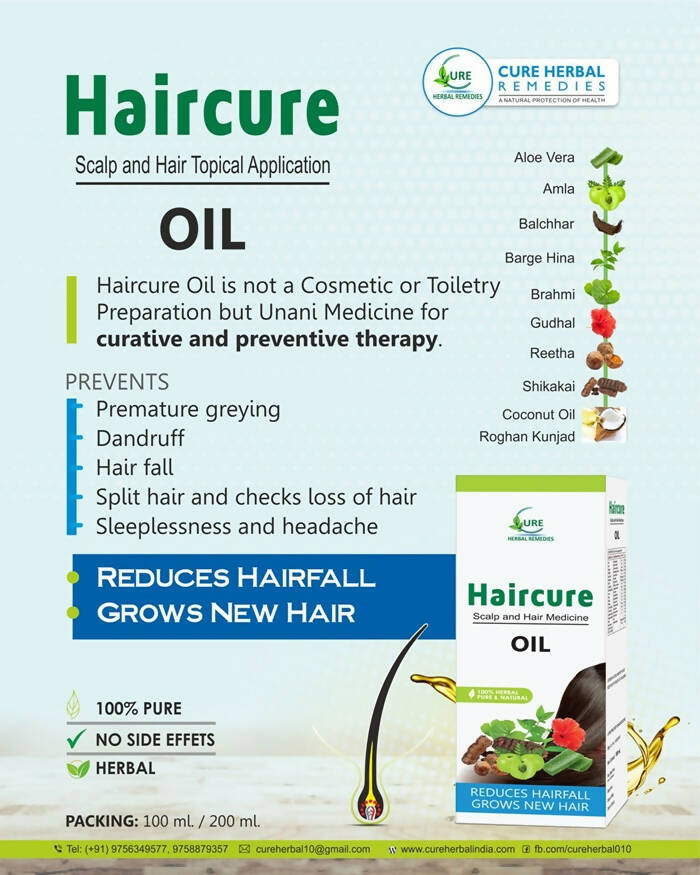 Cure Herbal Remedies Haircure Scalp and Hair Medicine Oil | Grocsy