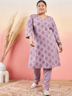 Sztori Printed V-Neck Straight Kurta With Trouser | Grocsy