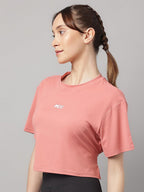 MKH Round Neck Short Sleeves Dri-FIT Yoga Sports Crop T-shirt | Grocsy