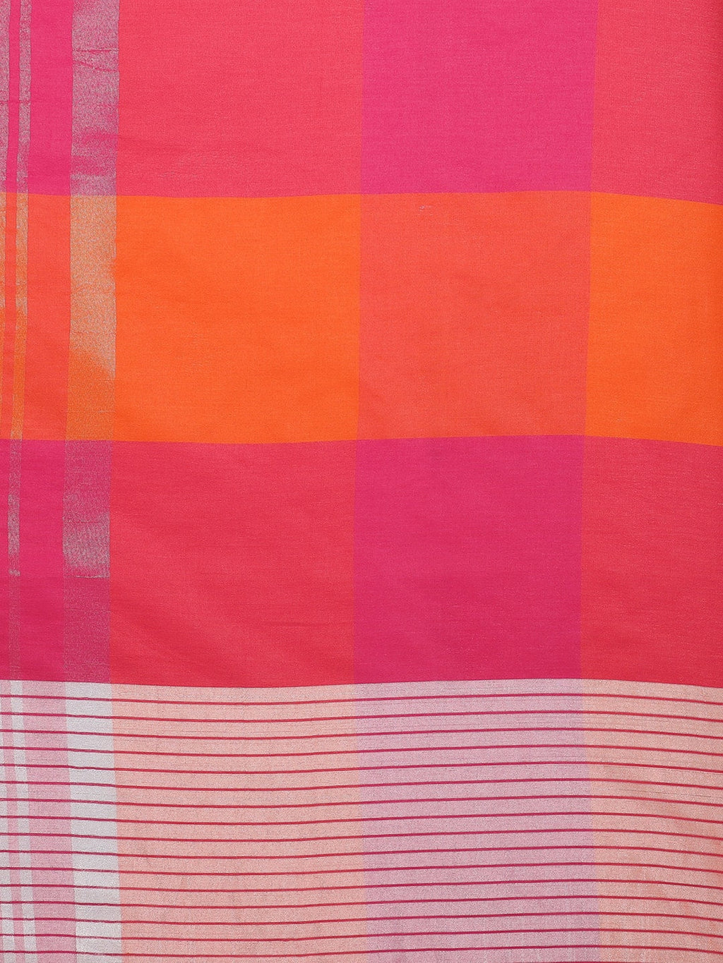 Saree Mall Pink & Orange Checked Saree | Grocsy