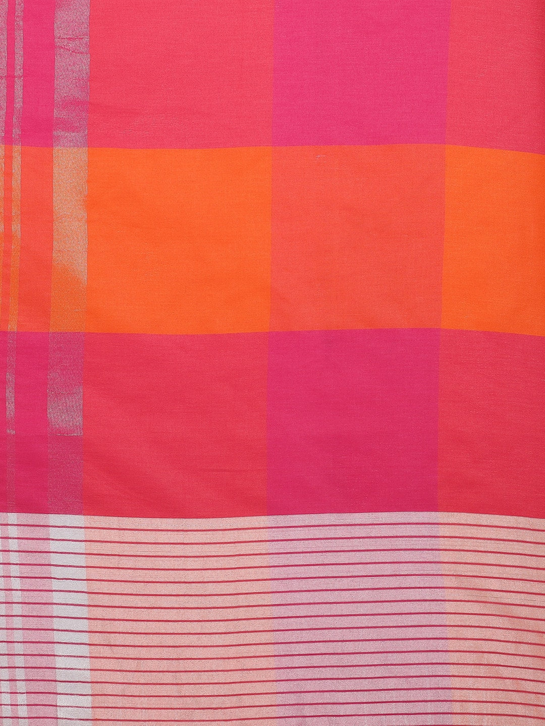 Saree Mall Pink & Orange Checked Saree | Grocsy