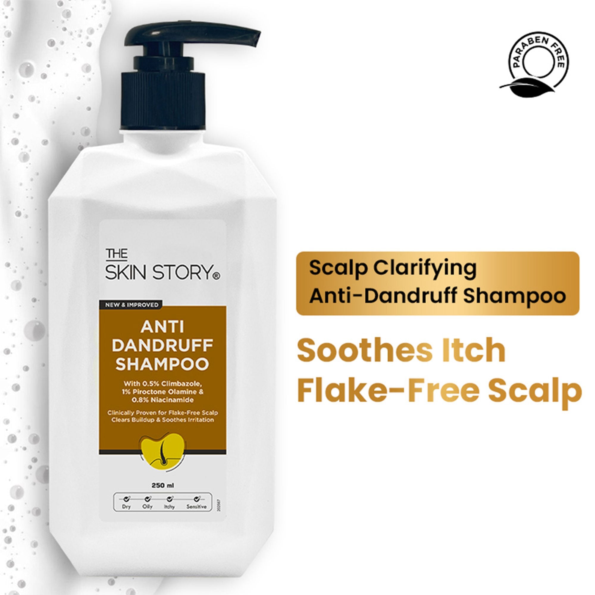The Skin Story Anti Dandruff Deep Ceansing Shampoo Calms & Soothes Scalp With Saniscalp & Argan Oil | Grocsy