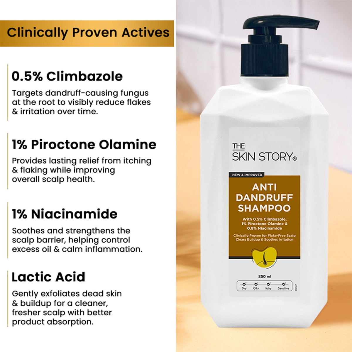 The Skin Story Anti Dandruff Deep Ceansing Shampoo Calms & Soothes Scalp With Saniscalp & Argan Oil | Grocsy