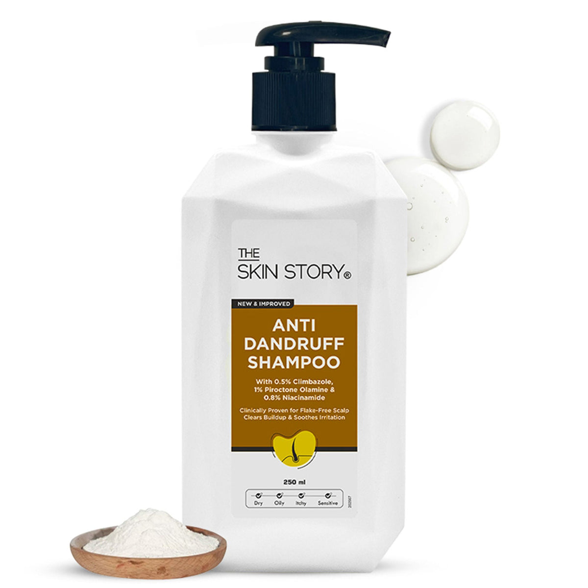 The Skin Story Anti Dandruff Deep Ceansing Shampoo Calms & Soothes Scalp With Saniscalp & Argan Oil | Grocsy