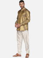 Sethukrishna Men Gold-Toned Ethnic Motifs Kurta with Pyjamas | Grocsy