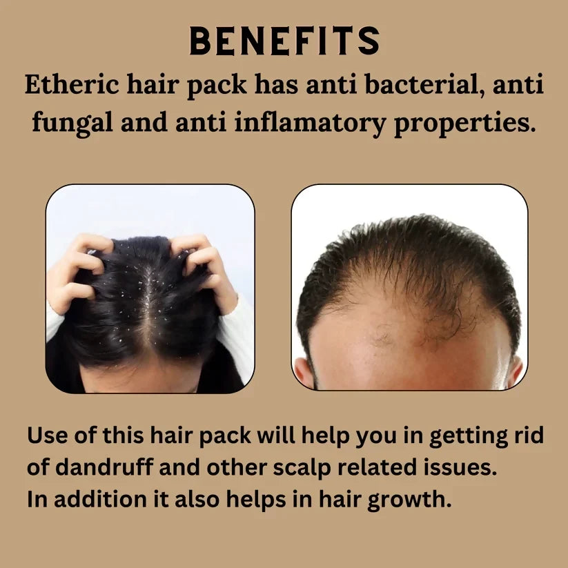 Etheric Anti-Dandruff Herbal Hair Pack – Hair Fall Control & Scalp Care | Grocsy