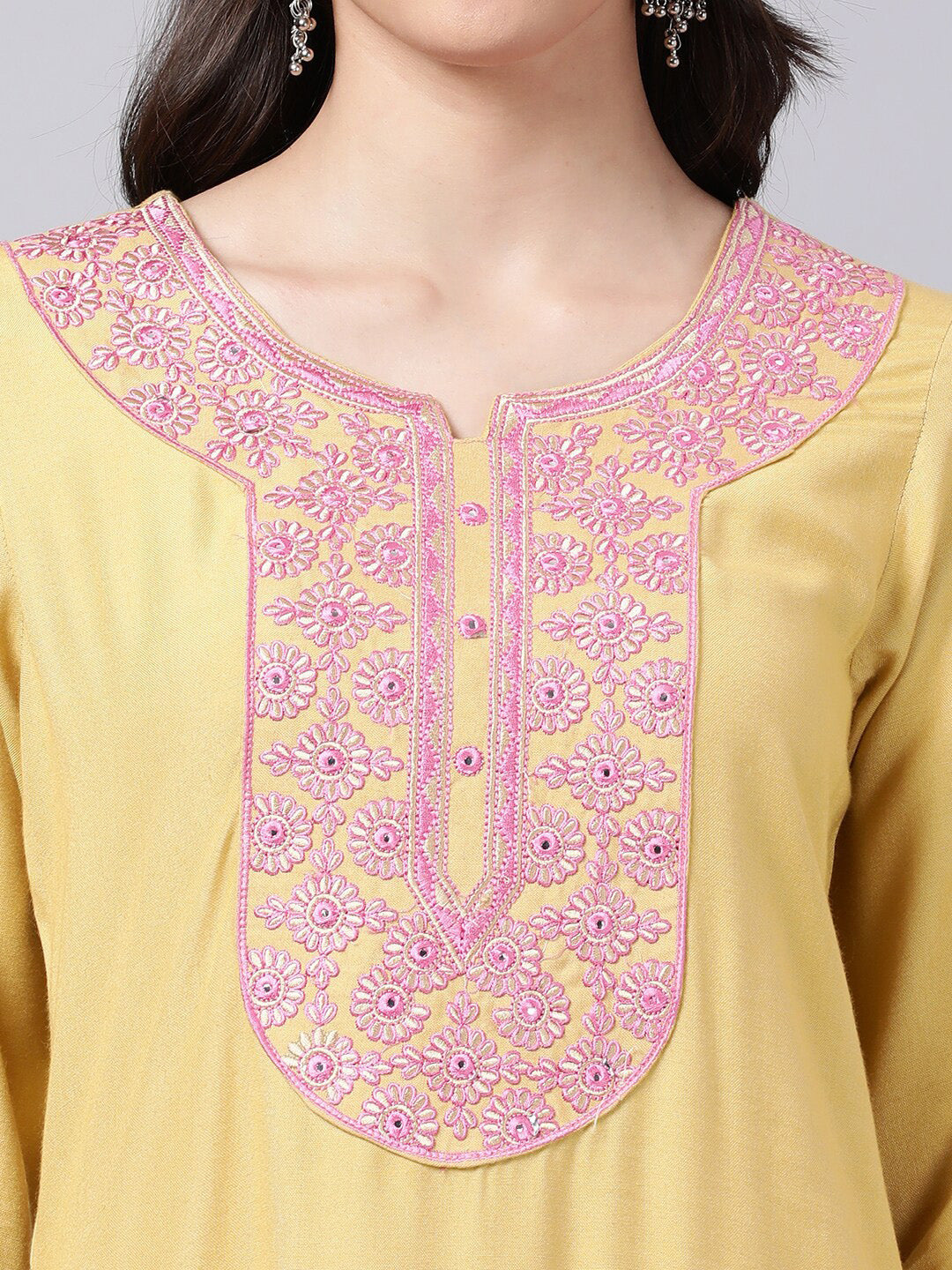 Souchii Women Blue Floral Yoke Design Grandeur & Majestic Artwork Kurta | Grocsy