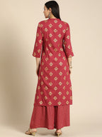 All About You Women Red Ethnic Motifs Printed Kurta with Palazzos | Grocsy