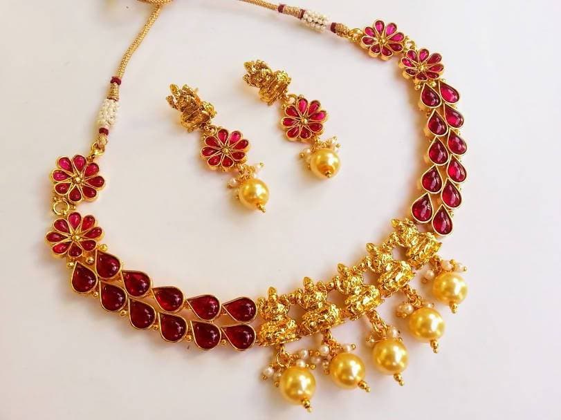 Pink Kemp Temple Necklace Set | Grocsy