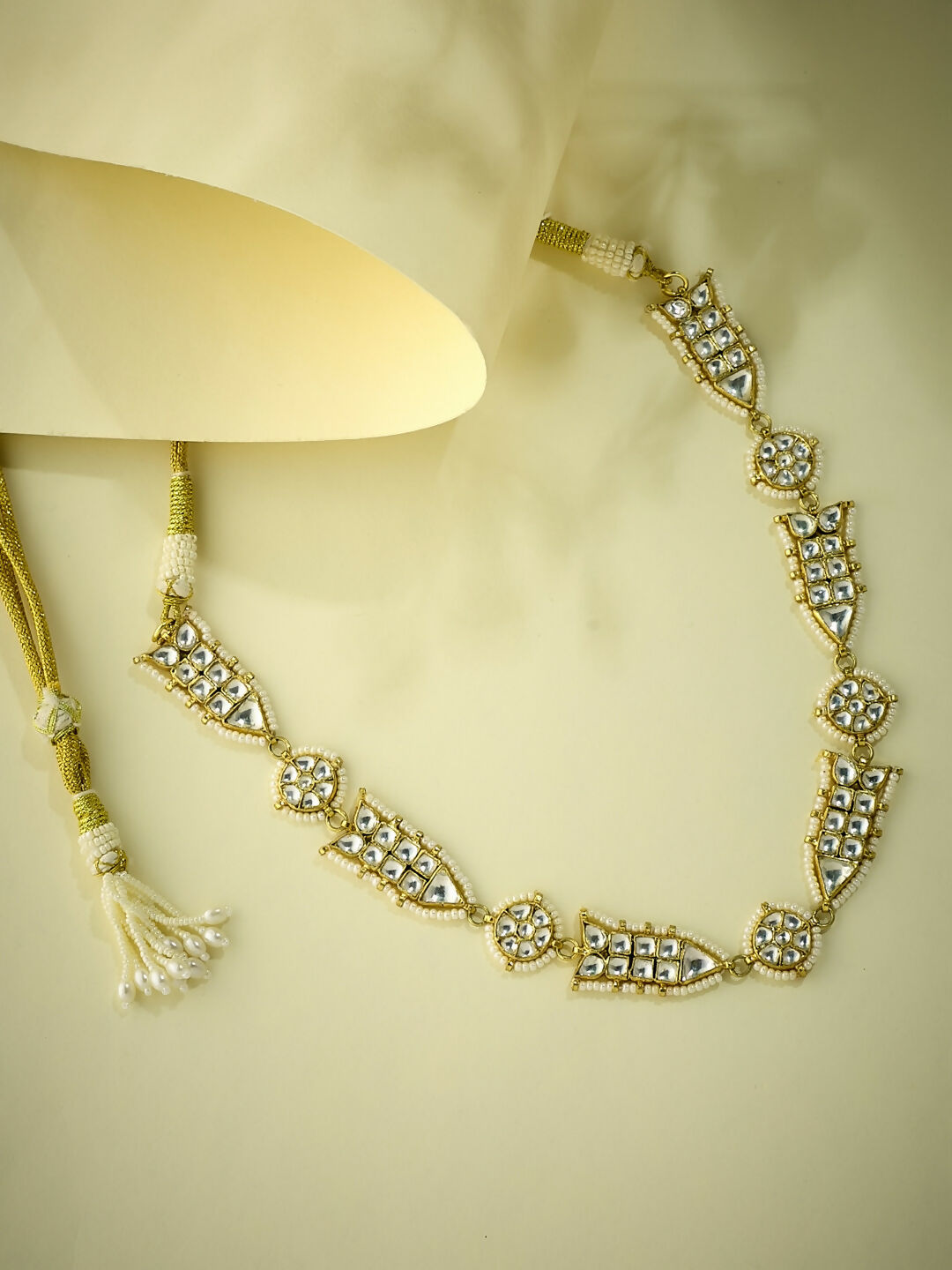 Nuyug 22K Gold-Plated Kundan & Pearls Studded Matha Patti with Regal Motifs Head Jewellery | Grocsy