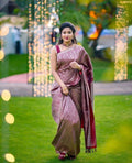 DEIANA'S Beautiful Designer Golden zari Soft Lichi Silk Saree - Wine | Grocsy