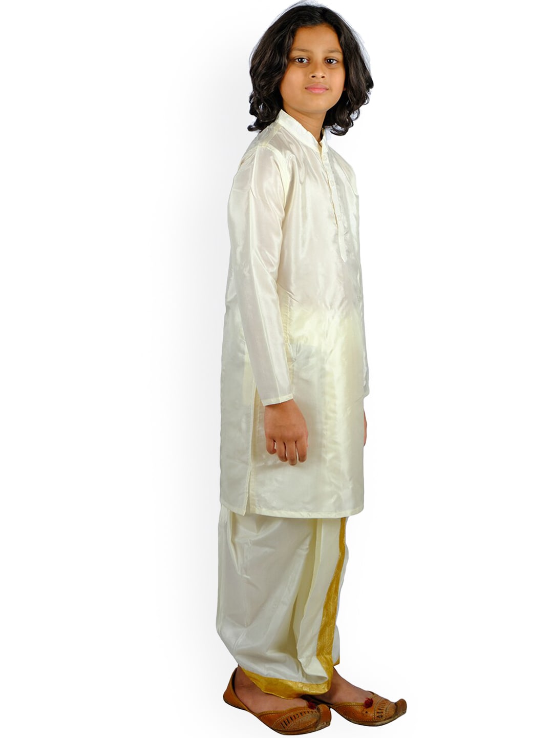 Sethukrishna Boys Cream-Coloured Layered Kurta with Dhoti Pants | Grocsy