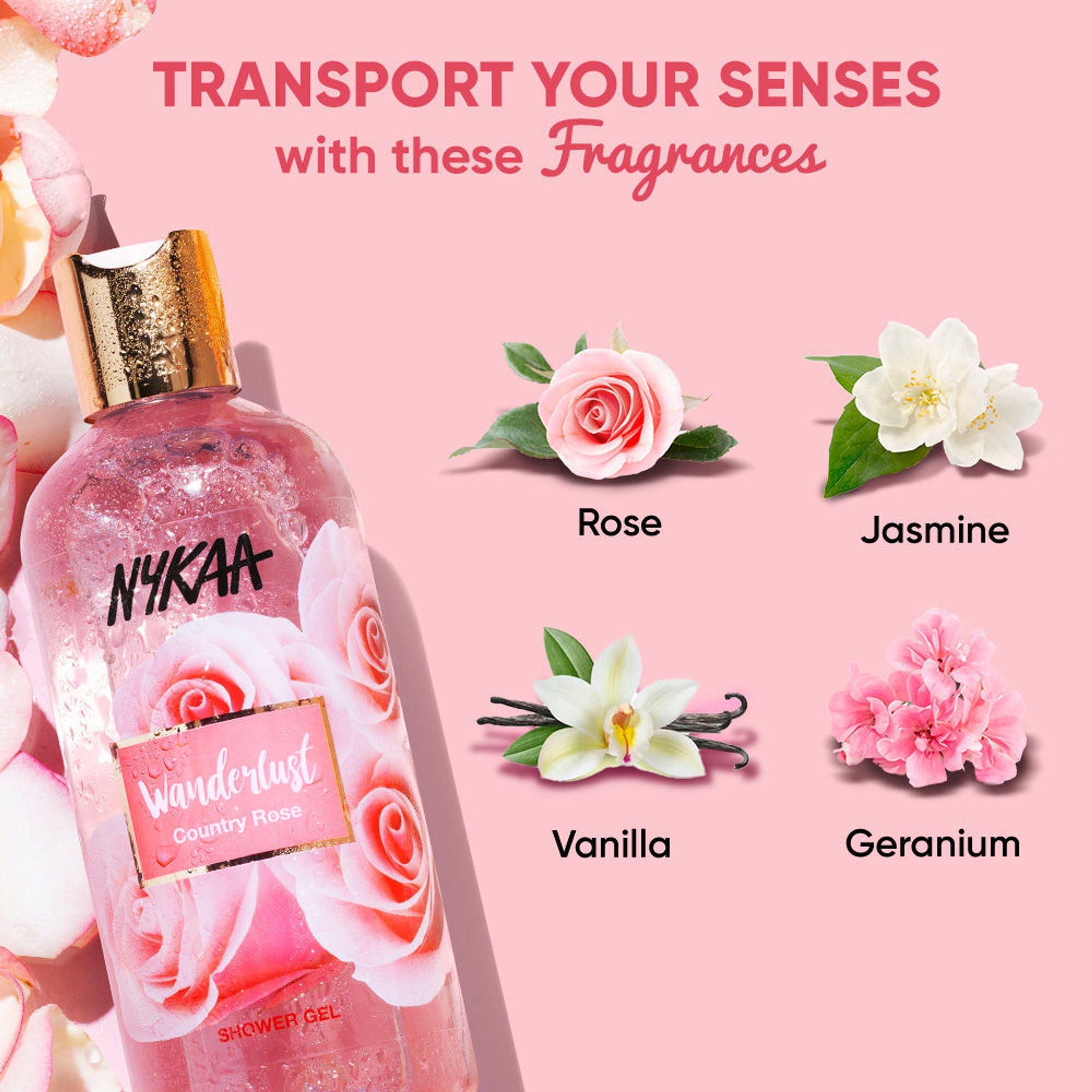 Wanderlust Shower Gels - Country Rose | Grocsy
