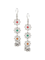 Cardinal Women Silver-Toned Pink & Yellow Stone Studded Jewellery Set | Grocsy