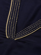 All About You Women Navy Blue Zari Detailed Regular Kurta with Trousers & Dupatta | Grocsy