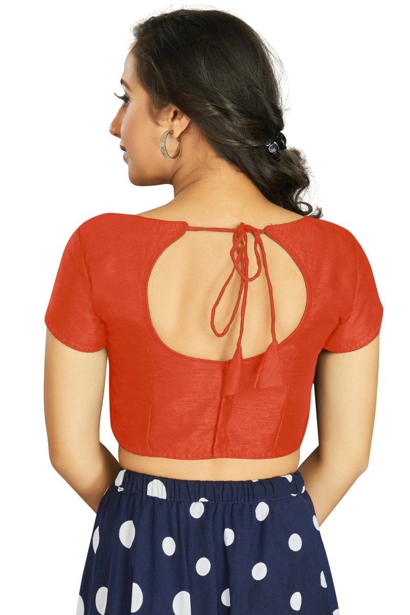 Aastha Fashion Women's Orange Art Silk Designer Festive Wear Readymade Blouse | Grocsy