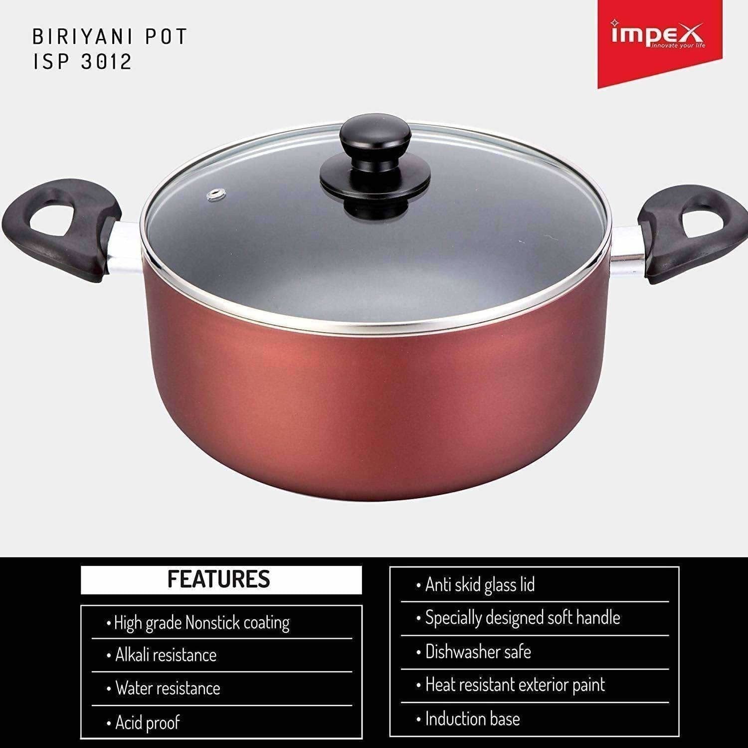 Nonstick Coated Aluminium Biriyani Pot (8 Litre,30 cm) | Grocsy