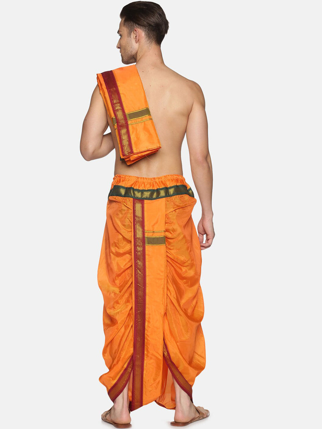 Sethukrishna Men Orange Readymade Dhotis | Grocsy