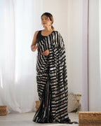 Black Georgette Sequance Embroidery Work Border Saree - Sitare | Grocsy