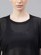 MKH Relaxed Fit Typography Printed Drop-Shoulder Sleeves Dri-FIT Sheer Training T-shirt | Grocsy