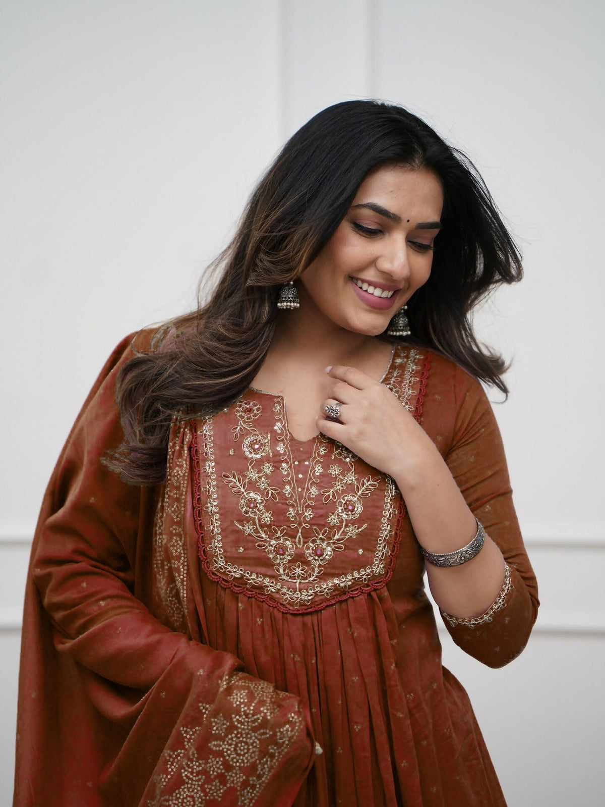 The52 Women's Beautiful Cotton Fabric Embroidery Work Straight Kurta Pant and Dupatta Set | Grocsy