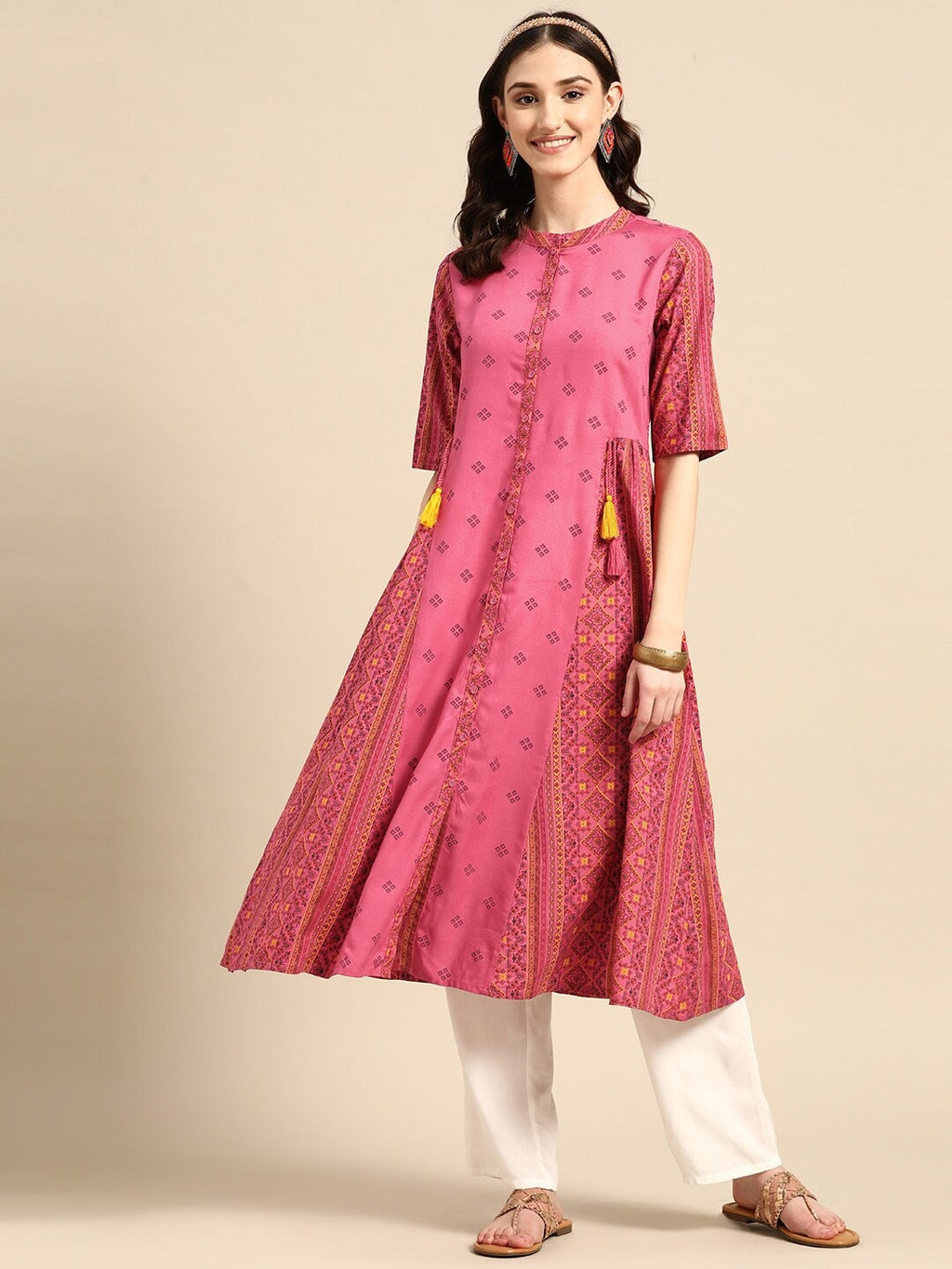 Sangria Ethnic Motifs Print Kurta | Grocsy