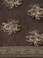 Saree Mall Brown Floral Linen Blend Banarasi Saree | Grocsy