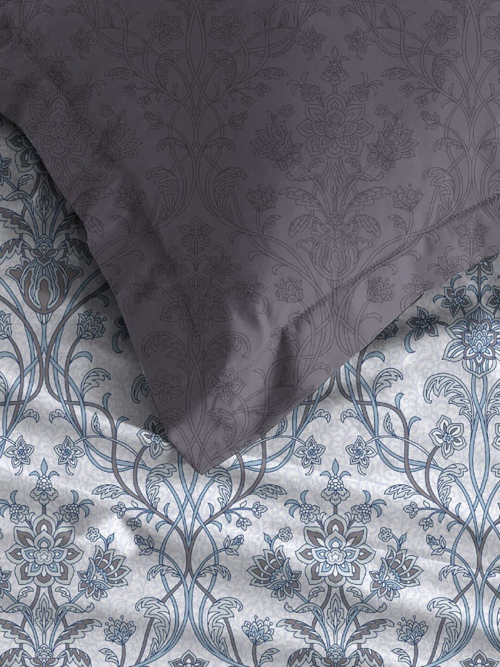 MYTRIDENT Dusk and Dawn Blue Ethnic Motifs Cotton 144 TC Queen Bedsheet 2 Pillow Covers | Grocsy