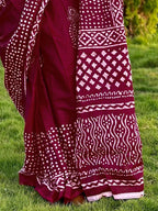 Saree Mall Pink & White Polka Dot Pure Cotton Designer Bagh Sarees | Grocsy