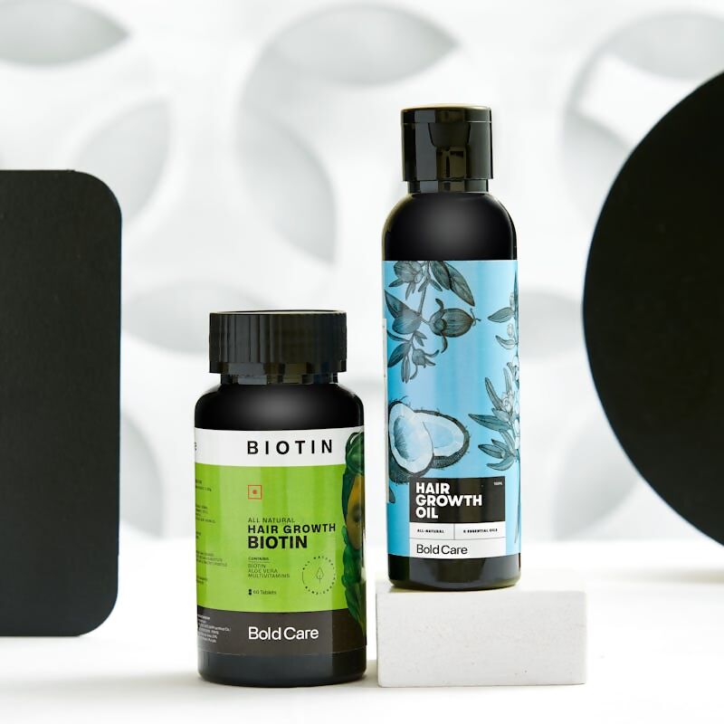 Bold Care Hair Growth Oil + Biotin Supplements Combo | Grocsy