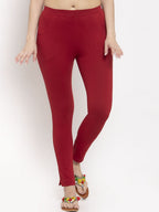TAG 7 Women Maroon Solid Ankle-Length Leggings | Grocsy