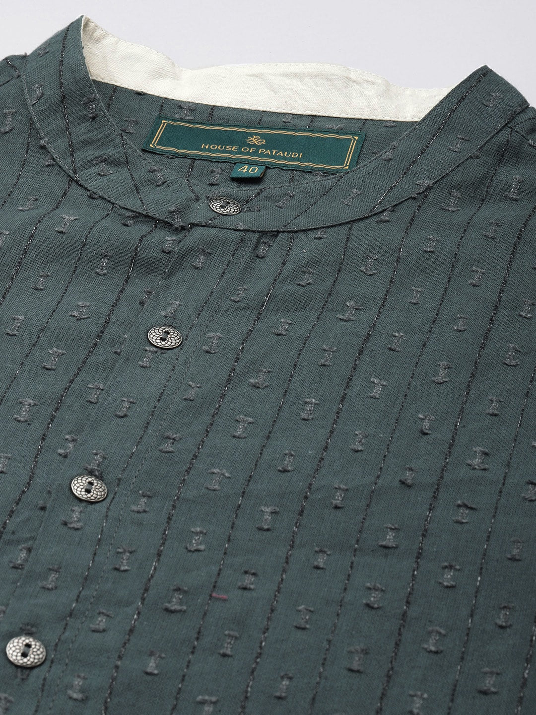 House of Pataudi Woven Design Straight Jashn Kurta | Grocsy