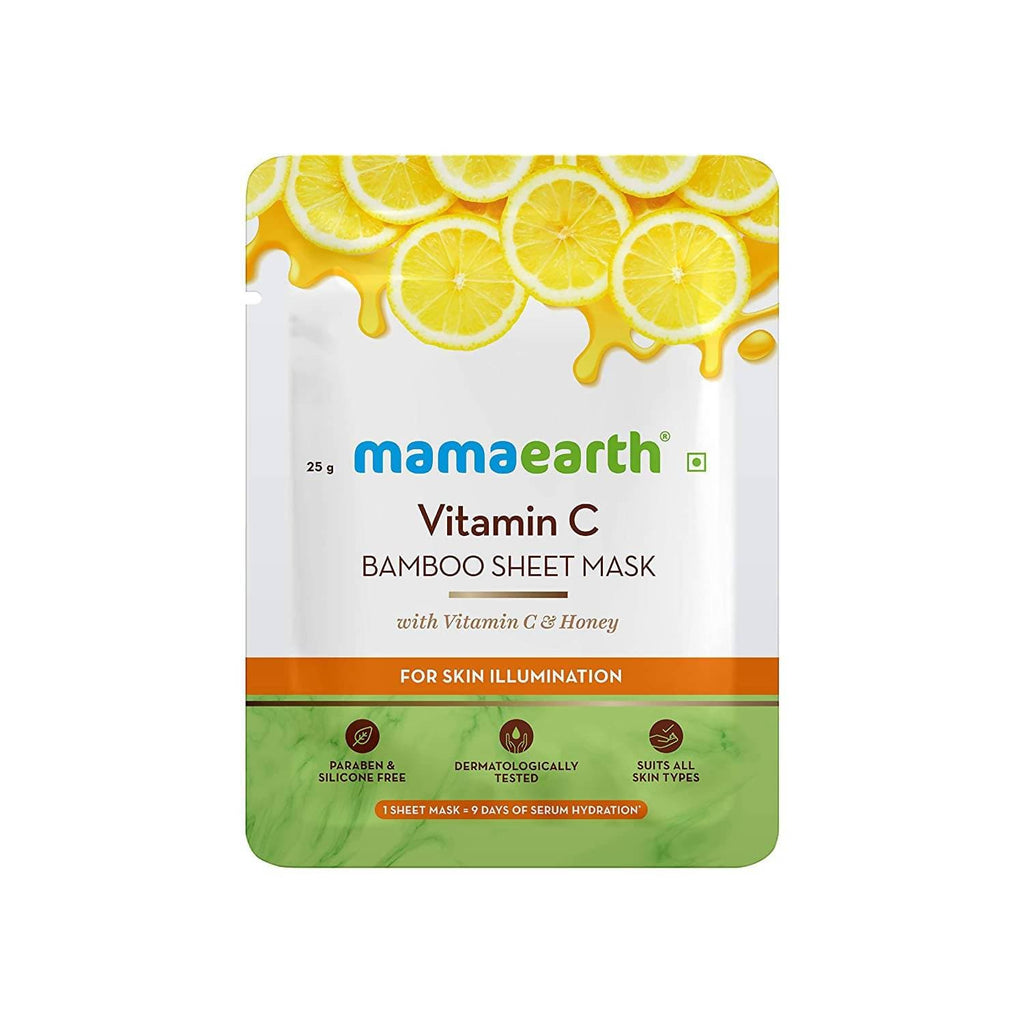 Mamaearth Vitamin C Bamboo Sheet Mask For Skin Illumination | Grocsy