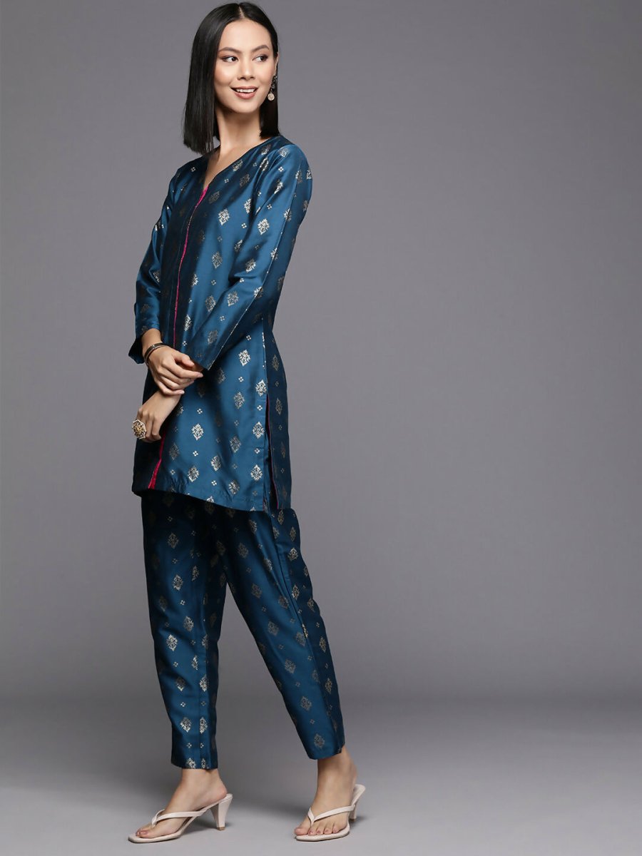 Ahalyaa Women's Traditional Wear Co-ods - Teal Blue | Grocsy
