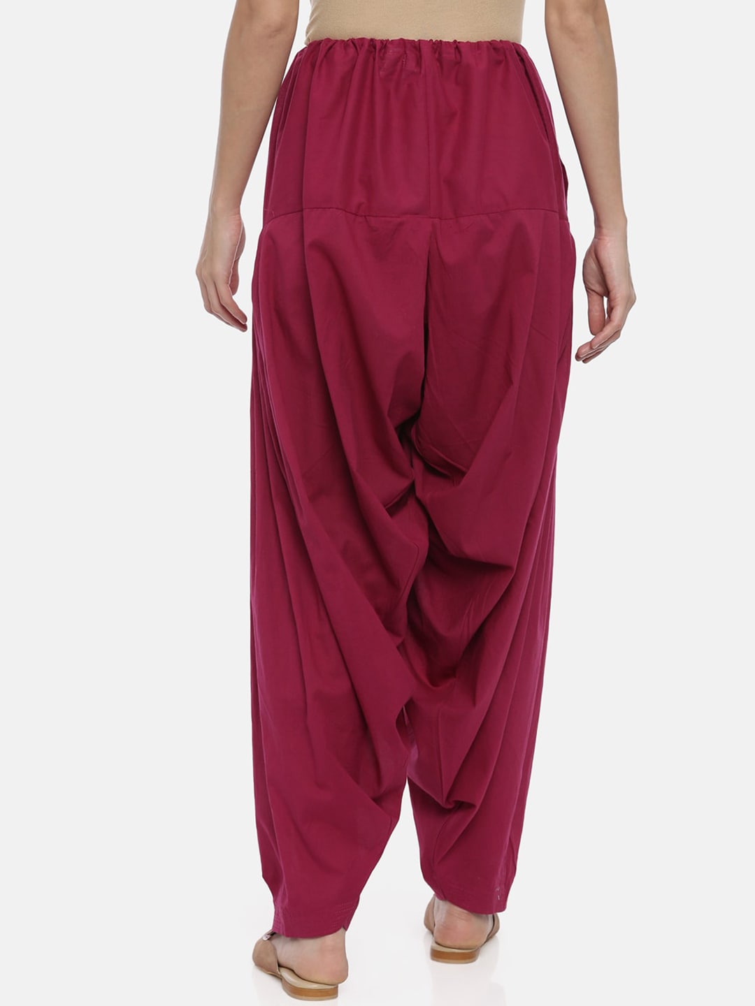 Souchii Maroon Solid Regular-Fit High-Rise Patiala | Grocsy