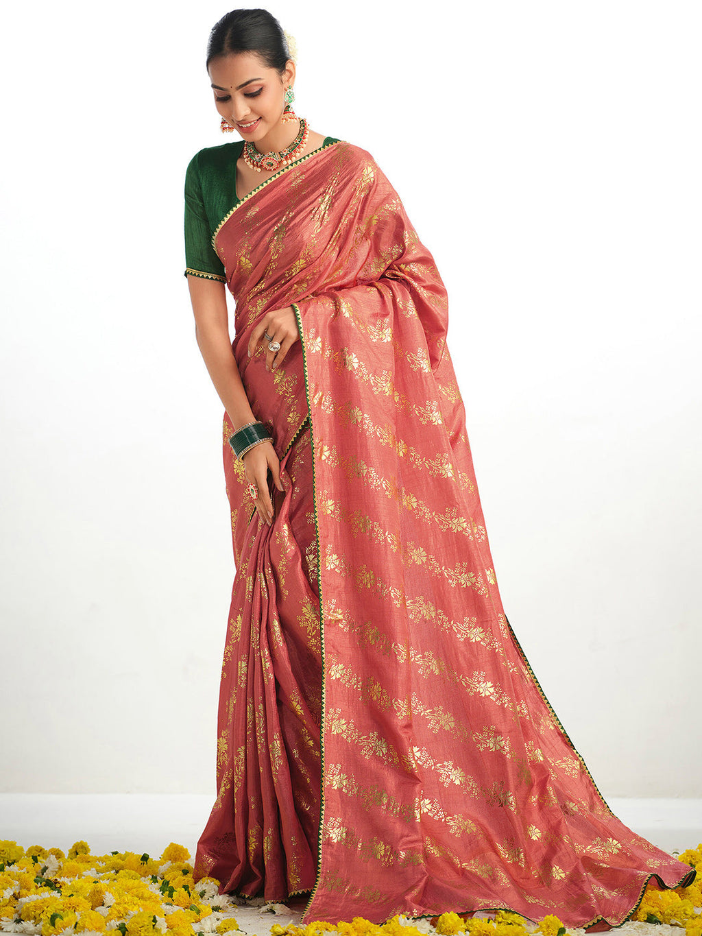Sangria Ethnic Motifs Printed Zari Saree | Grocsy