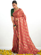 Sangria Ethnic Motifs Printed Zari Saree | Grocsy