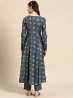 Sangria Women Ethnic Motifs Printed Empire Gotta Patti Kurta with Trousers | Grocsy